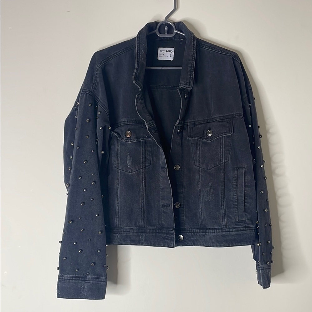 Vigoss Black Studded Denim Jacket